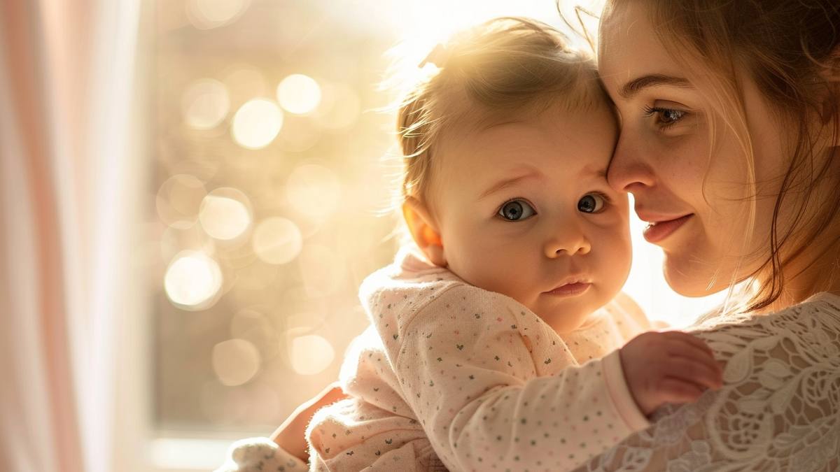 Couches bébé écologiques posées sur un tissu en coton bio naturel