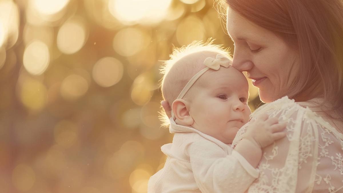 Vêtements pour bébé en coton biologique disposés sur un lit avec accessoires tendance