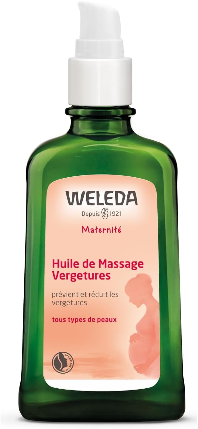 Weleda Huile de Massage Vergetures 100 ml — Huile Bio Amande Douce, Jojoba et Arnica, Grossesse et Post-Partum